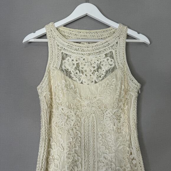 Sue Wong Nocturn Dress Womens 4 Cream Lace Sheath Bridal Cocktail Embroidered - Picture 3 of 14